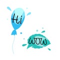 HI WOW Hand draw dialog words of Colorful. Bubble talk phrases. Royalty Free Stock Photo